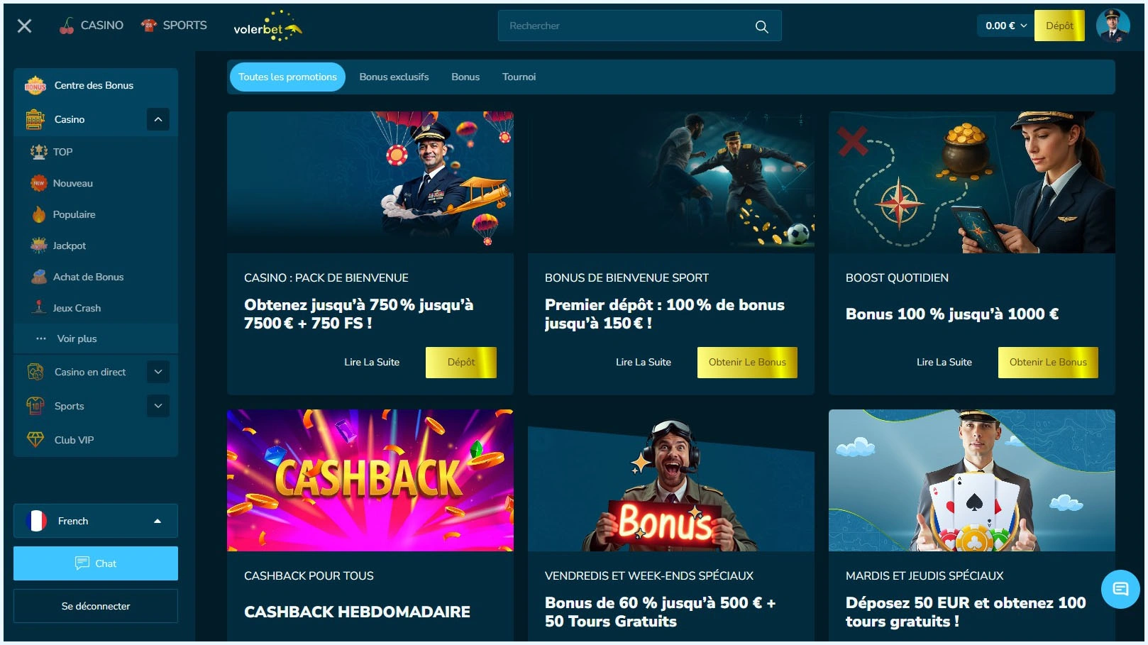 Bonus exclusifs et offres spéciales chez VolerBet