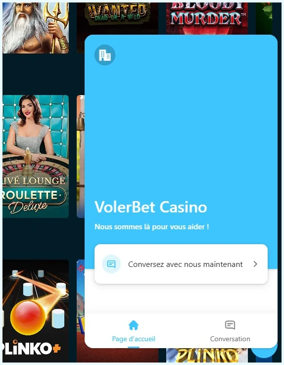 Moyens de contact du support VolerBet